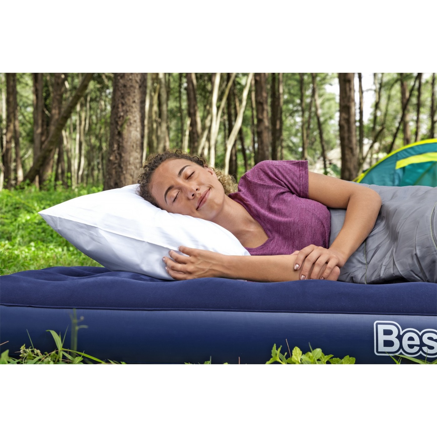 Nafukovací cestovní matrace na spaní BESTWAY Flocked 185x76x22cm + opravná sada