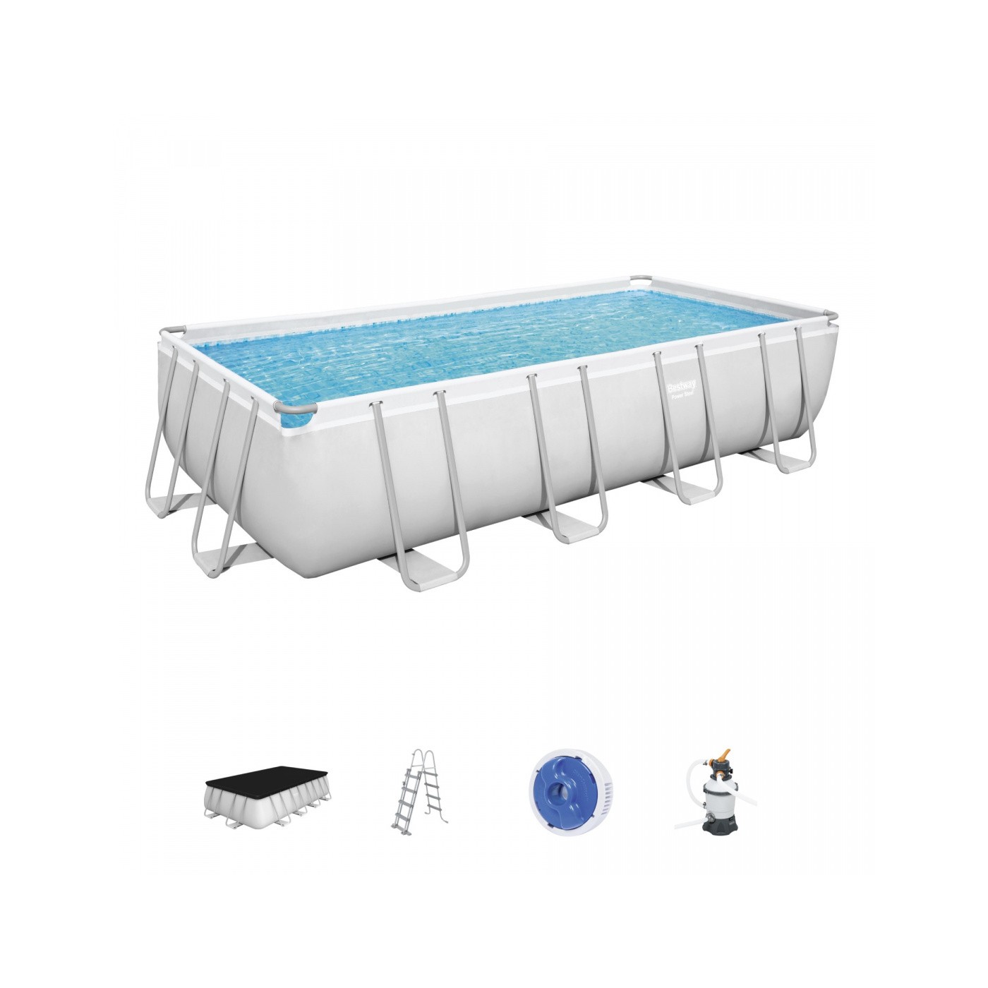 BAZÉN s ocelovým rámem BESTWAY 6v1 Power 488x244x122cm 16x8FT + pískové čerpadlo + příslušenství