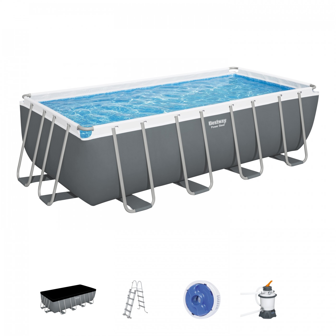 Power Steel Frame Pool 488x244x122 16x8FT BESTWAY 6v1 + Pískové čerpadlo
