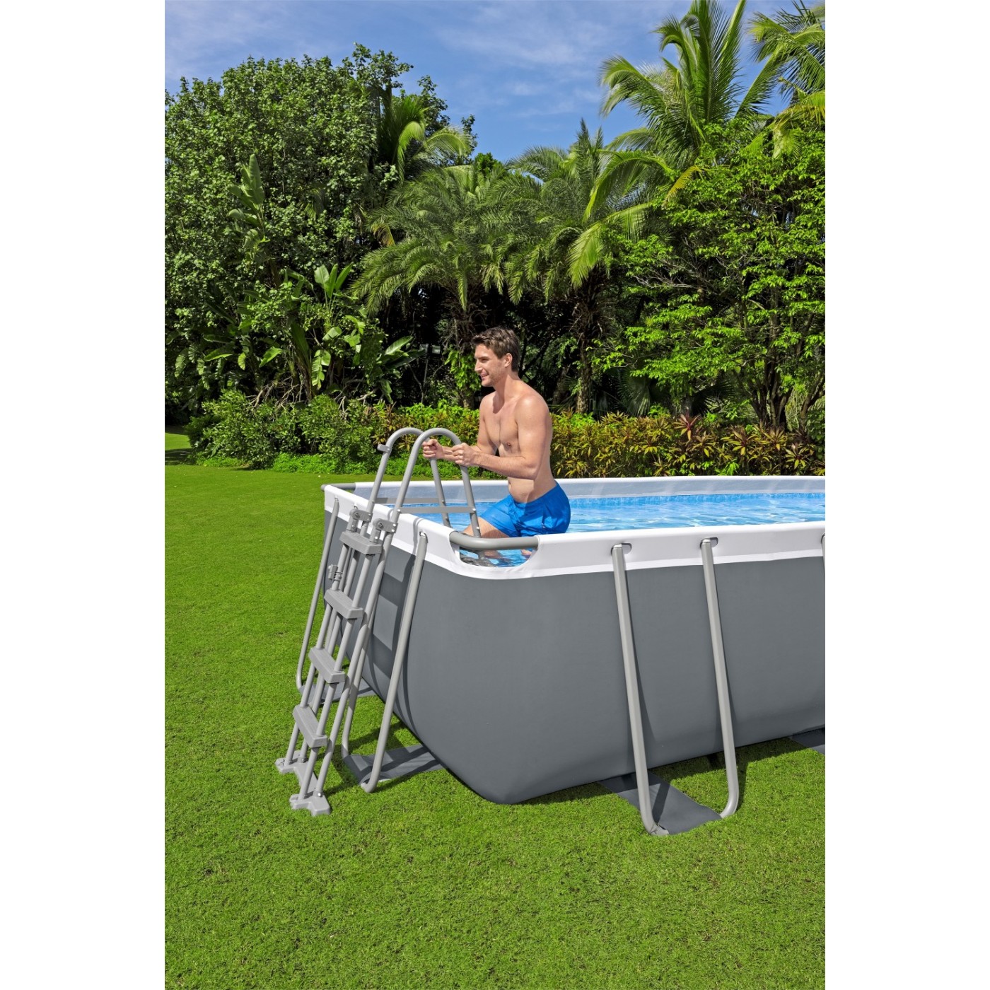 Power Steel Frame Pool 488x244x122 16x8FT BESTWAY 6v1 + Pískové čerpadlo