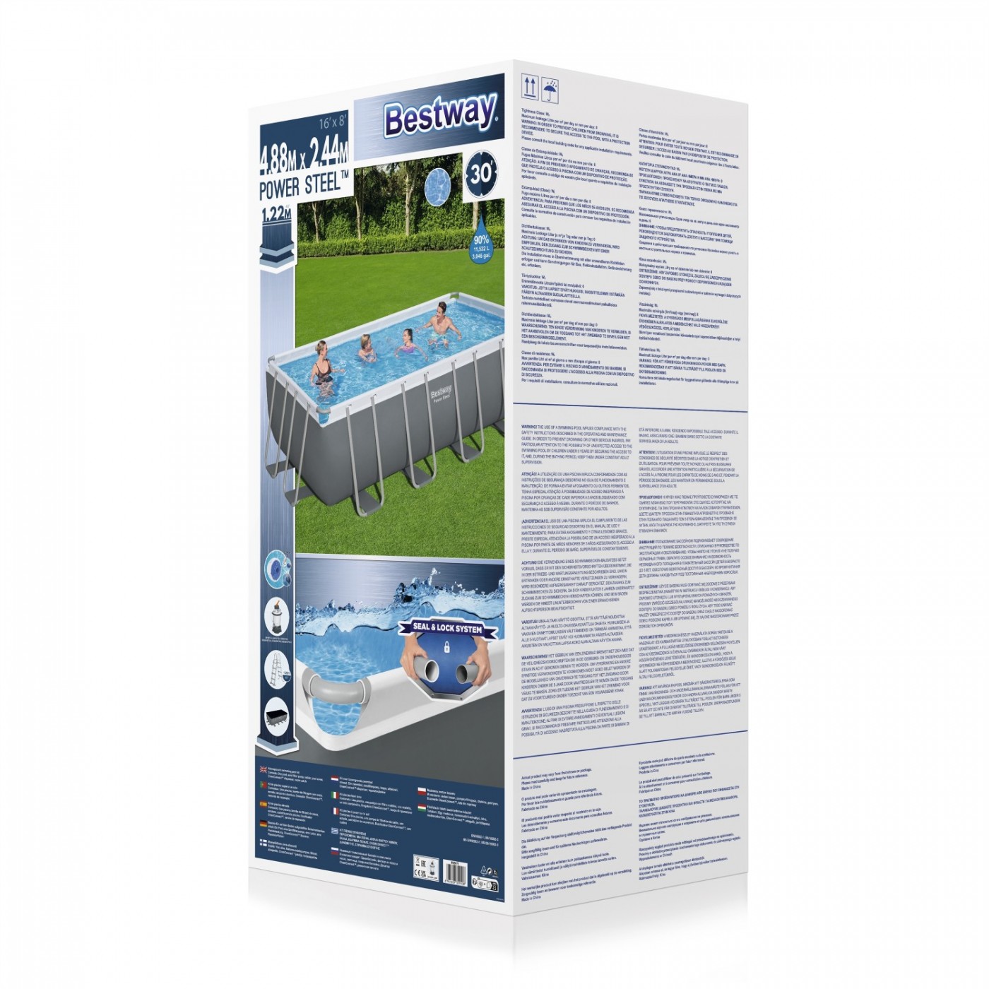Power Steel Frame Pool 488x244x122 16x8FT BESTWAY 6v1 + Pískové čerpadlo