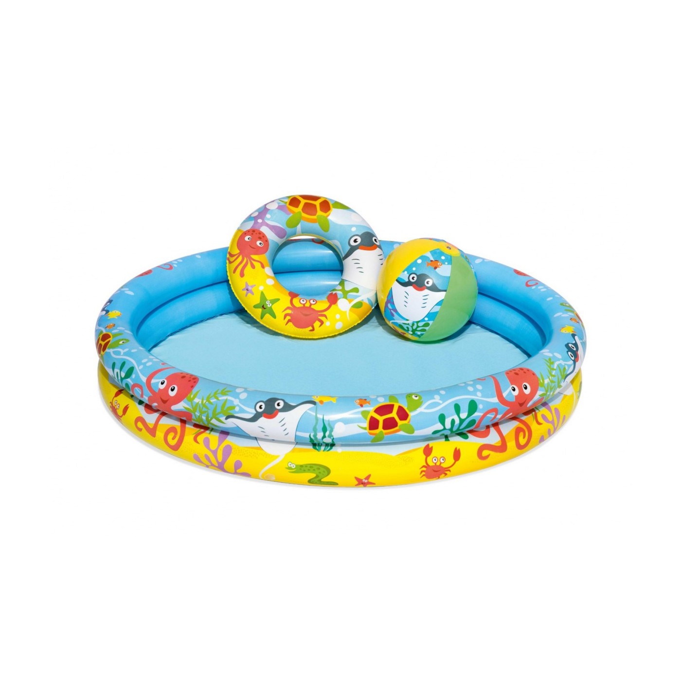 Nafukovací dětský bazén 3v1 122x20cm MARINE BESTWAY + Nafukovací kruh + Plážový míč
