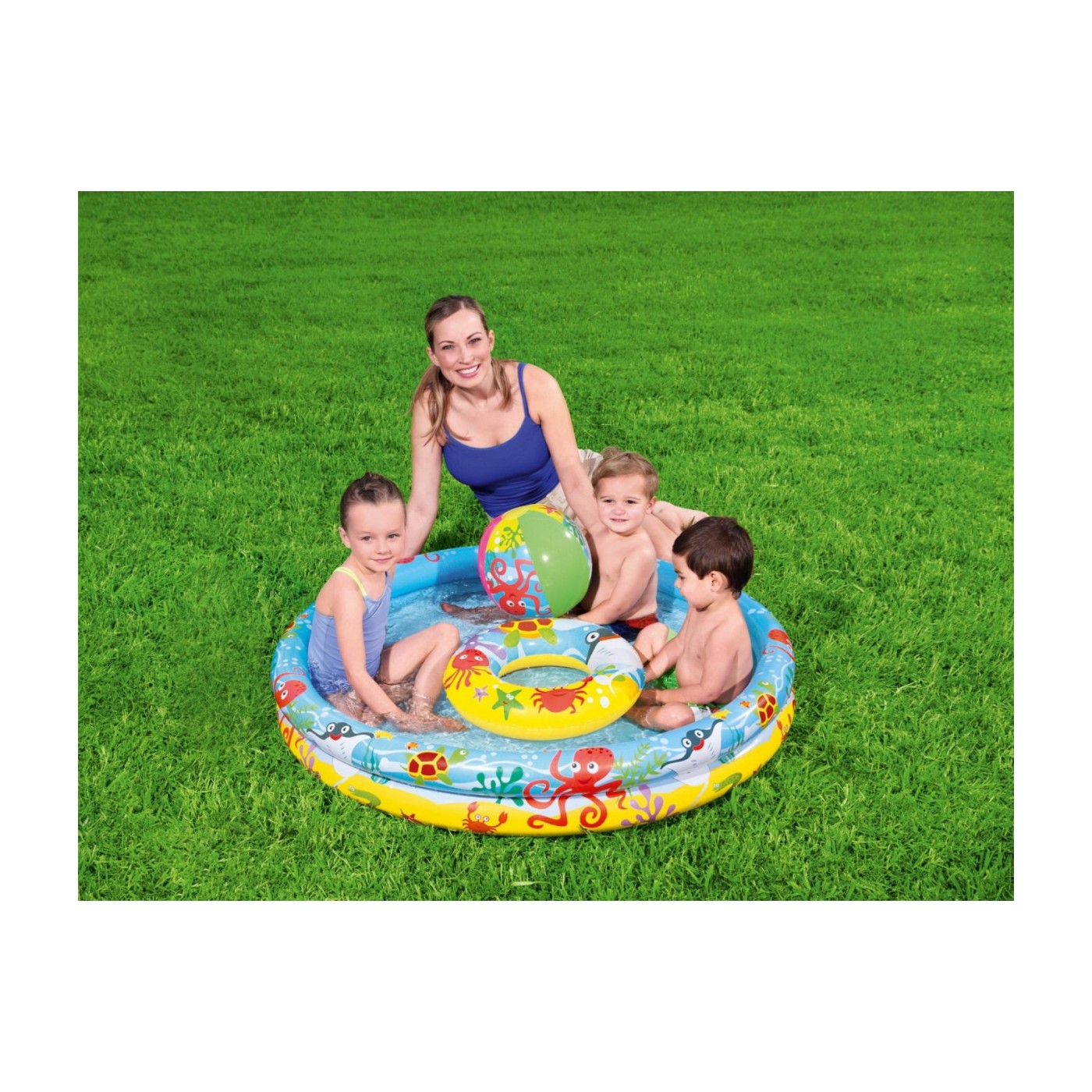Nafukovací dětský bazén 3v1 122x20cm MARINE BESTWAY + Nafukovací kruh + Plážový míč