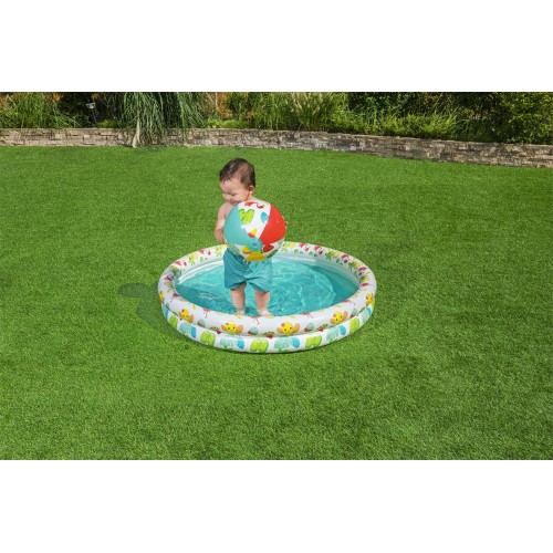 Nafukovací dětský bazén 3v1 122x20cm tropický BESTWAY + Kruh na plavání + Plážový míč
