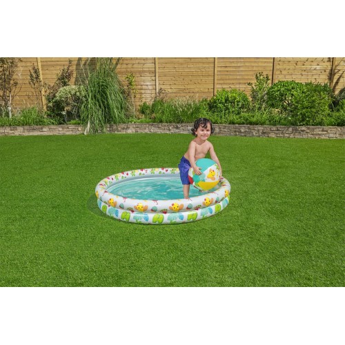 Nafukovací dětský bazén 3v1 122x20cm tropický BESTWAY + Kruh na plavání + Plážový míč