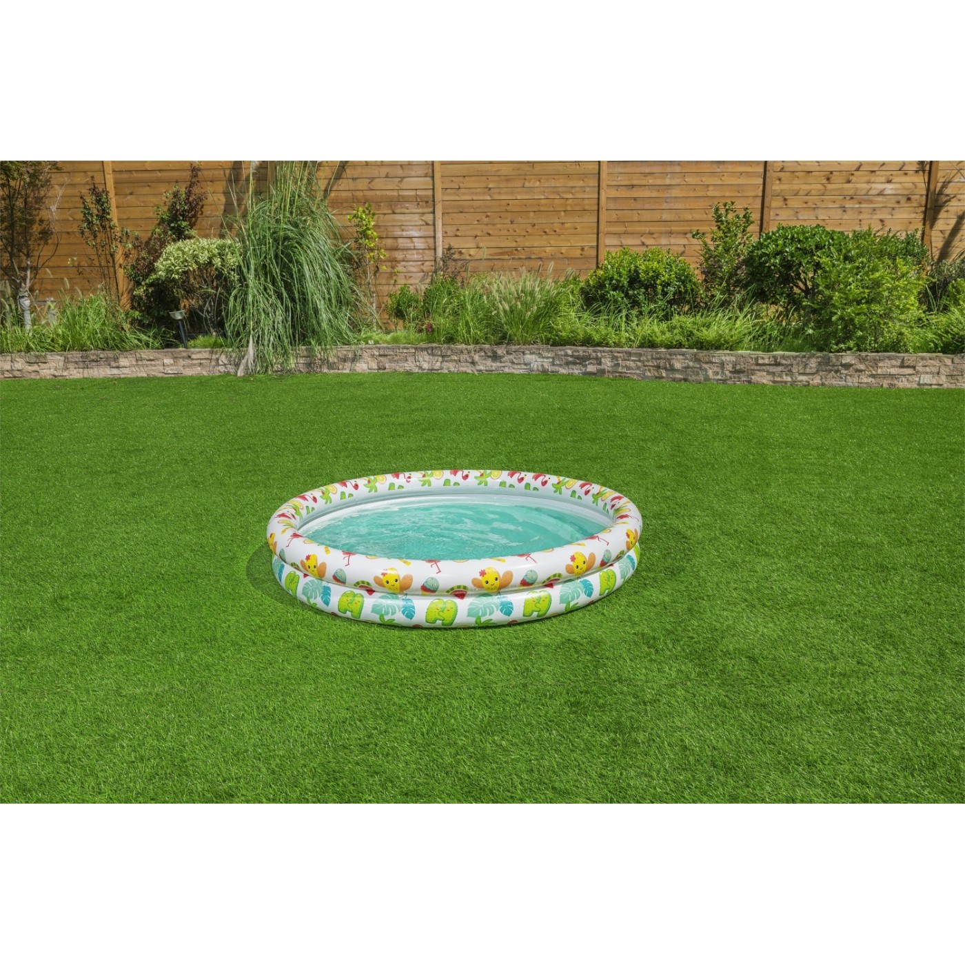 Nafukovací dětský bazén 3v1 122x20cm tropický BESTWAY + Kruh na plavání + Plážový míč