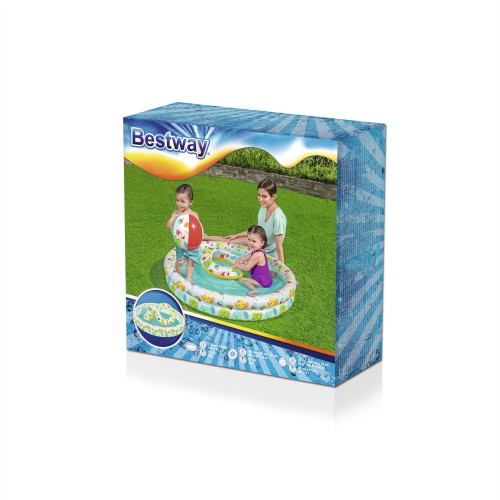 Nafukovací dětský bazén 3v1 122x20cm tropický BESTWAY + Kruh na plavání + Plážový míč