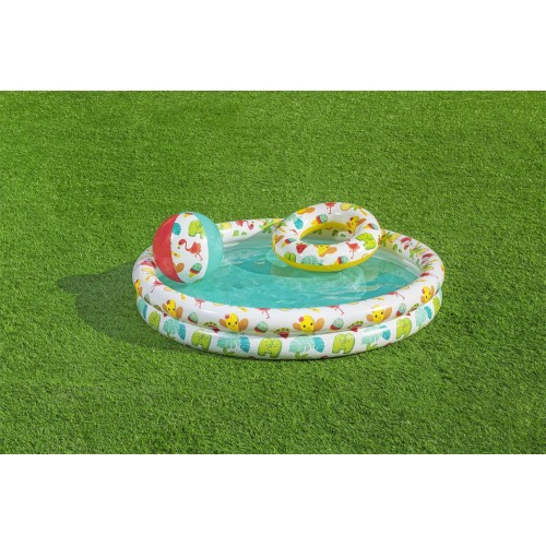 Nafukovací dětský bazén 3v1 122x20cm tropický BESTWAY + Kruh na plavání + Plážový míč