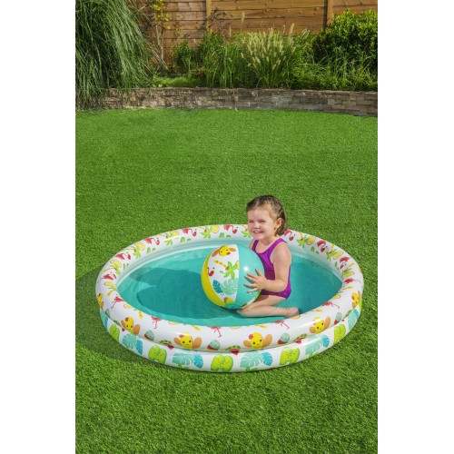 Nafukovací dětský bazén 3v1 122x20cm tropický BESTWAY + Kruh na plavání + Plážový míč
