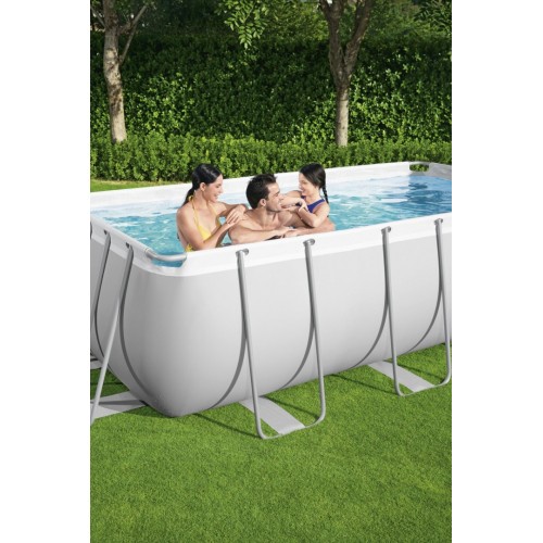 rámový bazén Power Steel 404x201x100 Šedá 13X6FT BESTWAY 6v1 Čerpadlový žebřík