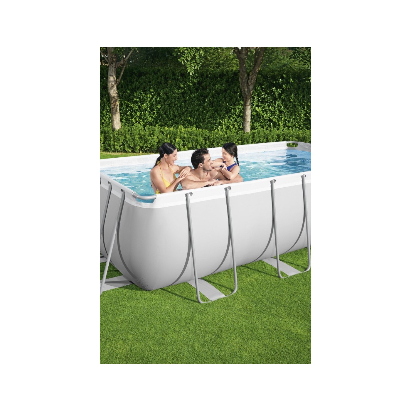 rámový bazén Power Steel 404x201x100 Šedá 13X6FT BESTWAY 6v1 Čerpadlový žebřík