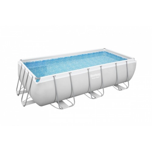 rámový bazén Power Steel 404x201x100 Šedá 13X6FT BESTWAY 6v1 Čerpadlový žebřík