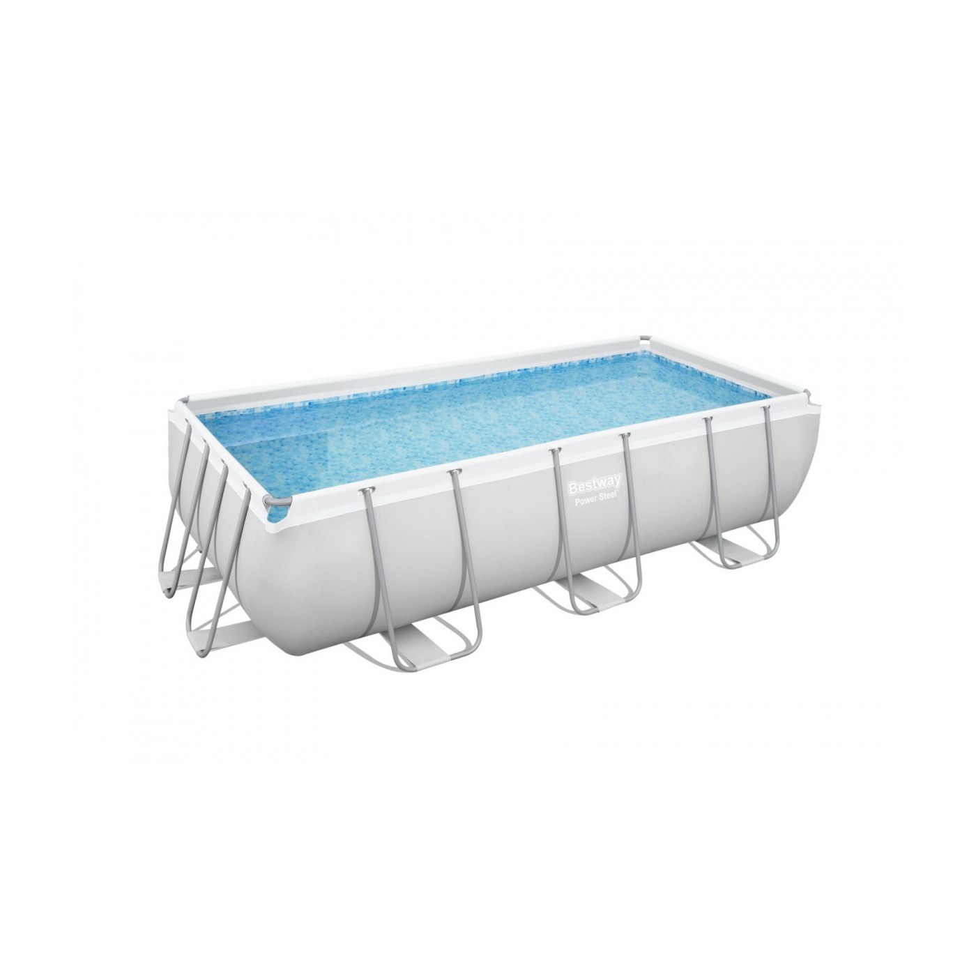 rámový bazén Power Steel 404x201x100 Šedá 13X6FT BESTWAY 6v1 Čerpadlový žebřík