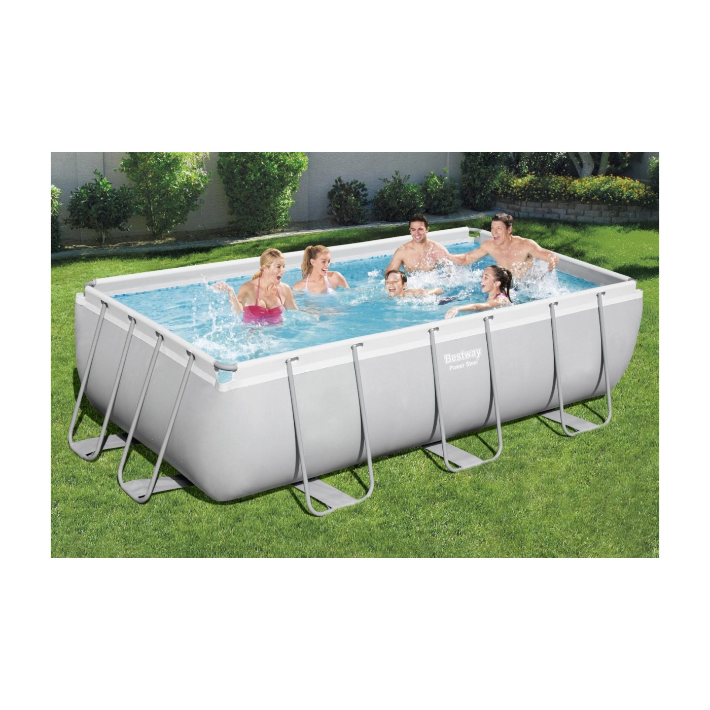 rámový bazén Power Steel 404x201x100 Šedá 13X6FT BESTWAY 6v1 Čerpadlový žebřík