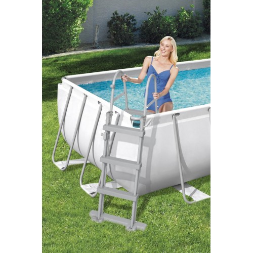 rámový bazén Power Steel 404x201x100 Šedá 13X6FT BESTWAY 6v1 Čerpadlový žebřík