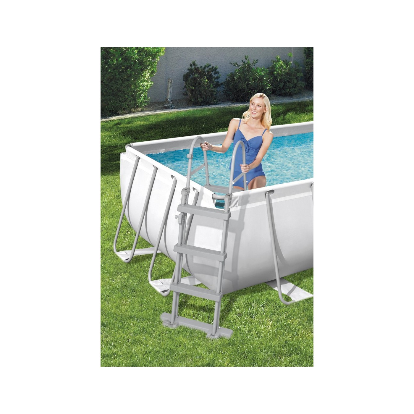 rámový bazén Power Steel 404x201x100 Šedá 13X6FT BESTWAY 6v1 Čerpadlový žebřík