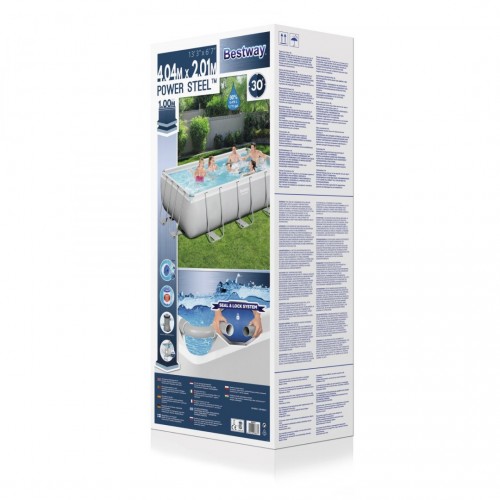 rámový bazén Power Steel 404x201x100 Šedá 13X6FT BESTWAY 6v1 Čerpadlový žebřík