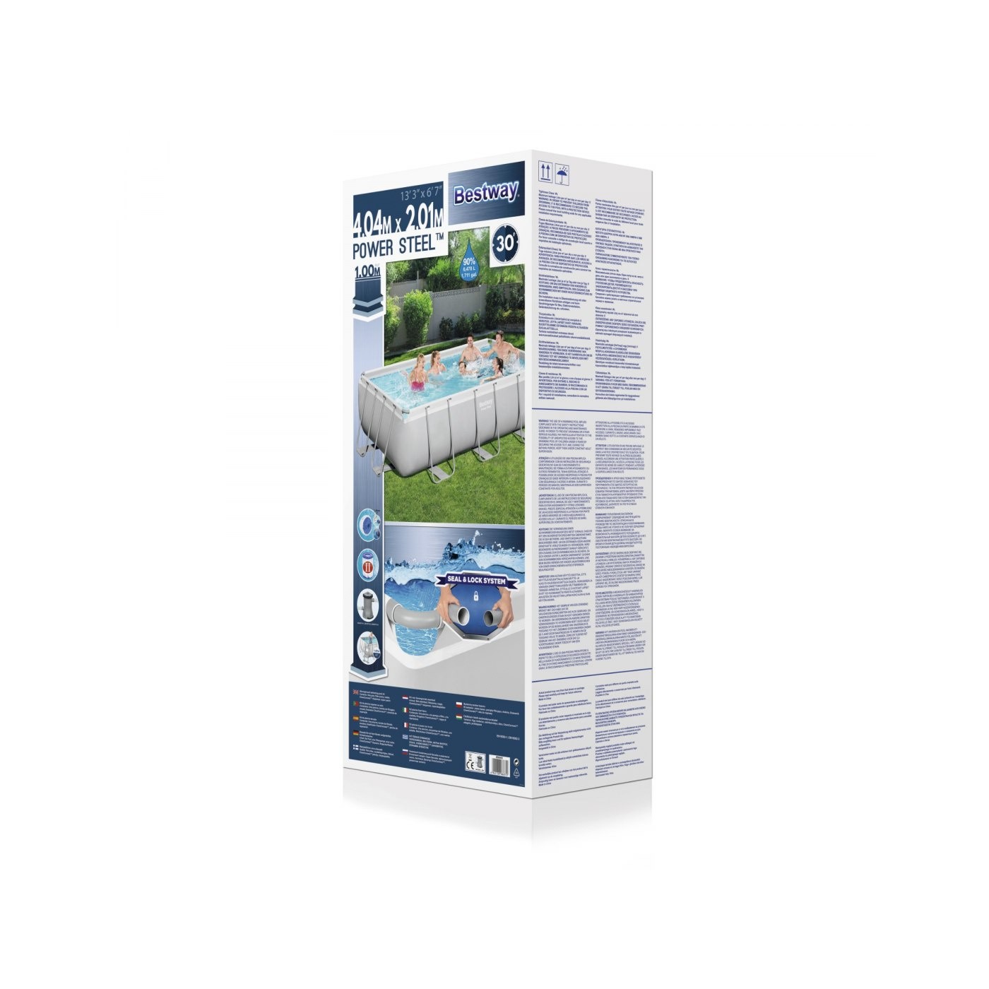 rámový bazén Power Steel 404x201x100 Šedá 13X6FT BESTWAY 6v1 Čerpadlový žebřík