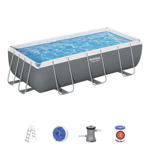 rámový bazén Power Steel 404x201x100 Tmavě šedá 13x6FT BESTWAY 6v1 + Pumpa + Žebřík
