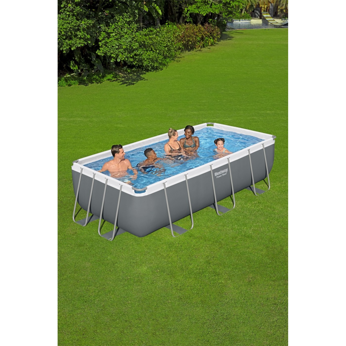 rámový bazén Power Steel 404x201x100 Tmavě šedá 13x6FT BESTWAY 6v1 + Pumpa + Žebřík