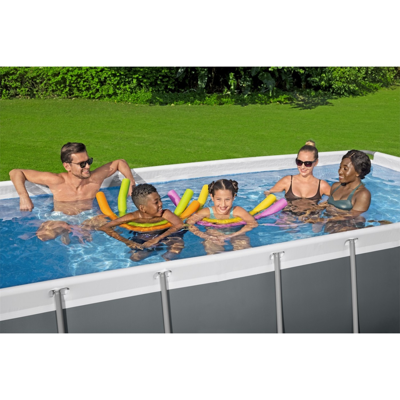 rámový bazén Power Steel 404x201x100 Tmavě šedá 13x6FT BESTWAY 6v1 + Pumpa + Žebřík