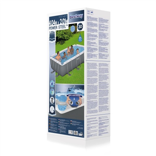 rámový bazén Power Steel 404x201x100 Tmavě šedá 13x6FT BESTWAY 6v1 + Pumpa + Žebřík