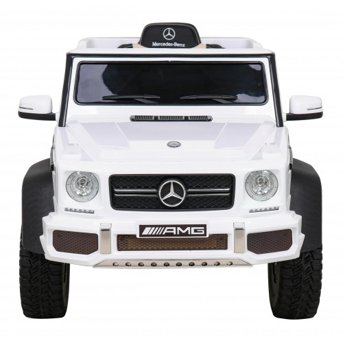 Baterie do auta Mercedes G63 AMG bílá + dálkové ovládání + 6 kol EVA + pomalý start + MP3 LED