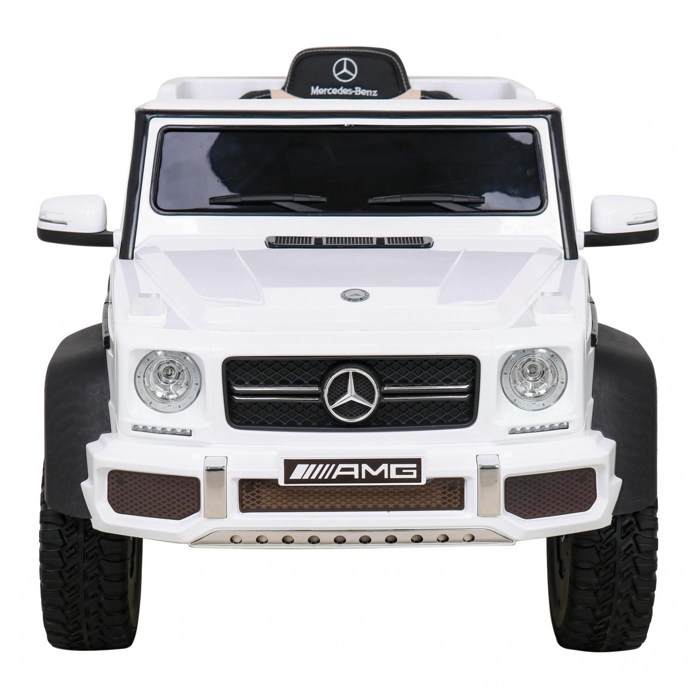 Baterie do auta Mercedes G63 AMG bílá + dálkové ovládání + 6 kol EVA + pomalý start + MP3 LED