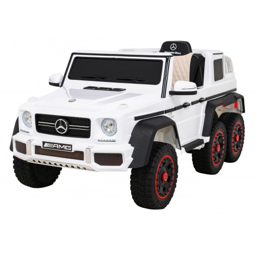 Baterie do auta Mercedes G63 AMG bílá + dálkové ovládání + 6 kol EVA + pomalý start + MP3 LED