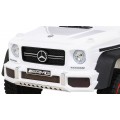 Baterie do auta Mercedes G63 AMG bílá + dálkové ovládání + 6 kol EVA + pomalý start + MP3 LED