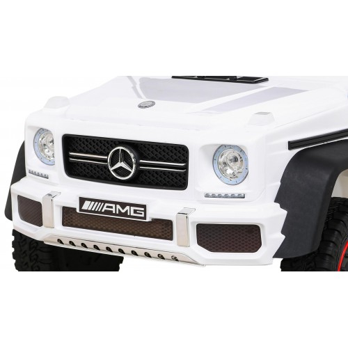 Baterie do auta Mercedes G63 AMG bílá + dálkové ovládání + 6 kol EVA + pomalý start + MP3 LED