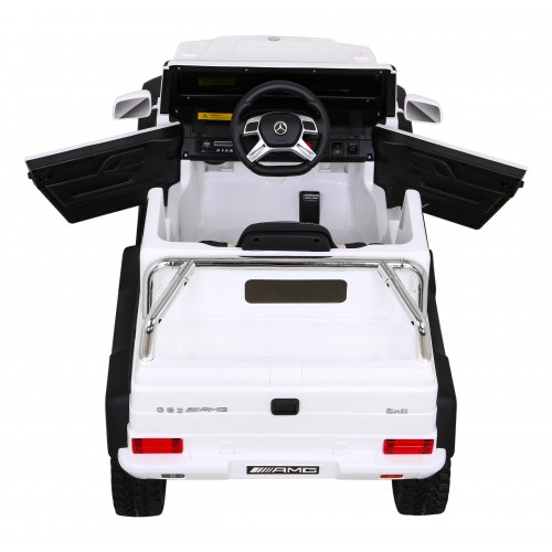Baterie do auta Mercedes G63 AMG bílá + dálkové ovládání + 6 kol EVA + pomalý start + MP3 LED