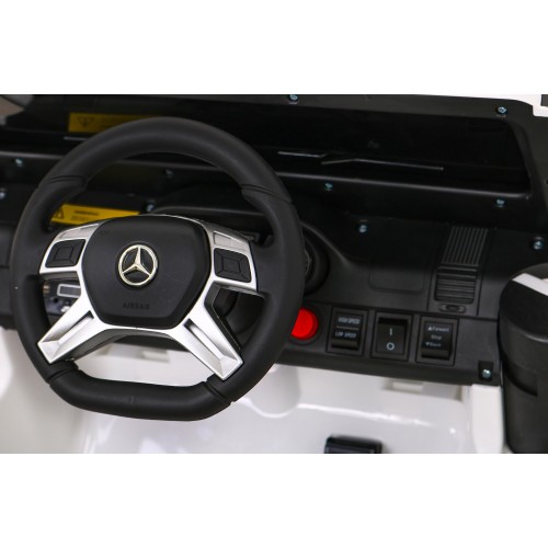 Baterie do auta Mercedes G63 AMG bílá + dálkové ovládání + 6 kol EVA + pomalý start + MP3 LED