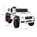 Baterie do auta Mercedes G63 AMG bílá + dálkové ovládání + 6 kol EVA + pomalý start + MP3 LED