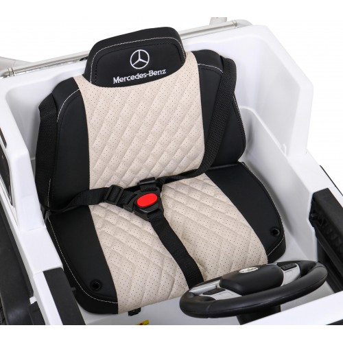 Baterie do auta Mercedes G63 AMG bílá + dálkové ovládání + 6 kol EVA + pomalý start + MP3 LED