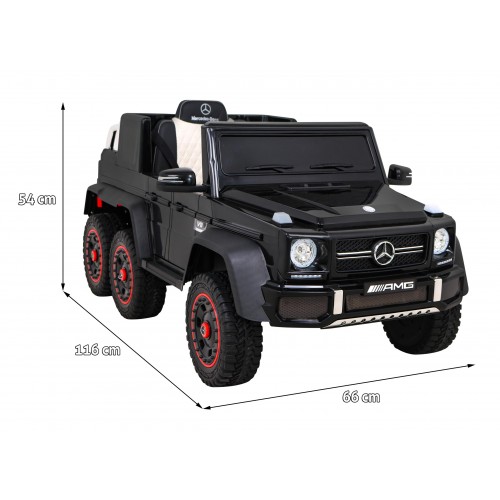 Mercedes G63 AMG autobaterie černá + dálkové ovládání + 6 kol EVA + pomalý start + MP3 LED
