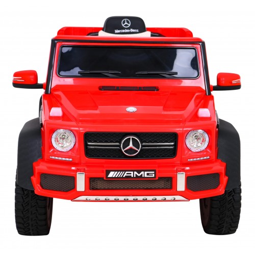 Autobaterie Mercedes G63 AMG červená + dálkové ovládání + 6 kol EVA + pomalý start + MP3 LED
