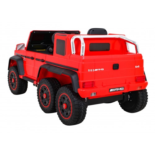Autobaterie Mercedes G63 AMG červená + dálkové ovládání + 6 kol EVA + pomalý start + MP3 LED
