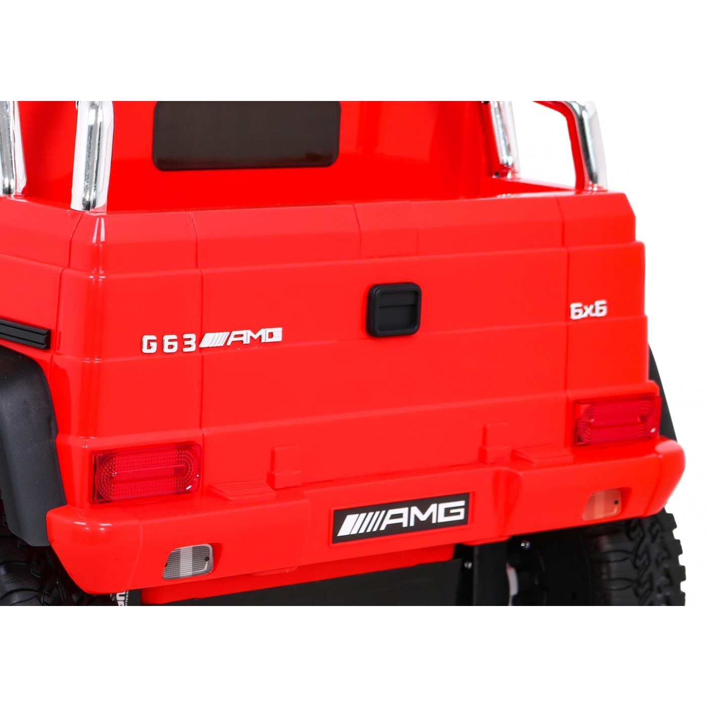 Autobaterie Mercedes G63 AMG červená + dálkové ovládání + 6 kol EVA + pomalý start + MP3 LED