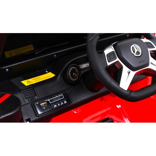 Autobaterie Mercedes G63 AMG červená + dálkové ovládání + 6 kol EVA + pomalý start + MP3 LED