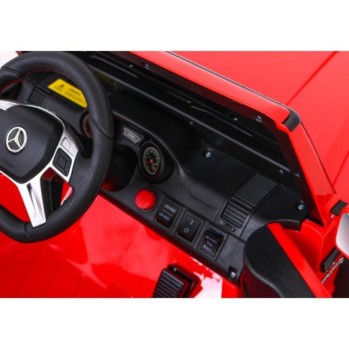 Autobaterie Mercedes G63 AMG červená + dálkové ovládání + 6 kol EVA + pomalý start + MP3 LED