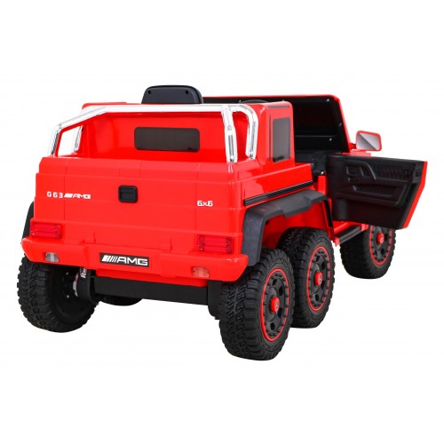 Autobaterie Mercedes G63 AMG červená + dálkové ovládání + 6 kol EVA + pomalý start + MP3 LED