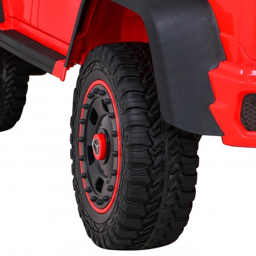 Autobaterie Mercedes G63 AMG červená + dálkové ovládání + 6 kol EVA + pomalý start + MP3 LED