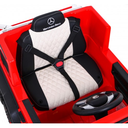 Autobaterie Mercedes G63 AMG červená + dálkové ovládání + 6 kol EVA + pomalý start + MP3 LED