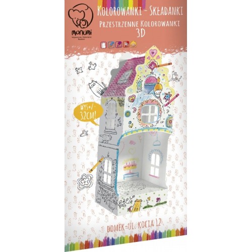 Domeček "Kočičí ulice 12" prostorná omalovánka 3D