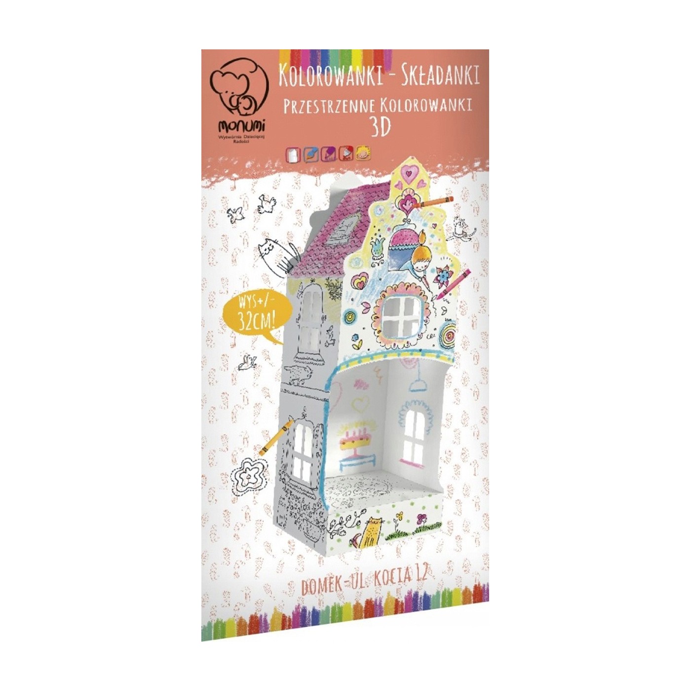 Domeček "Kočičí ulice 12" prostorná omalovánka 3D
