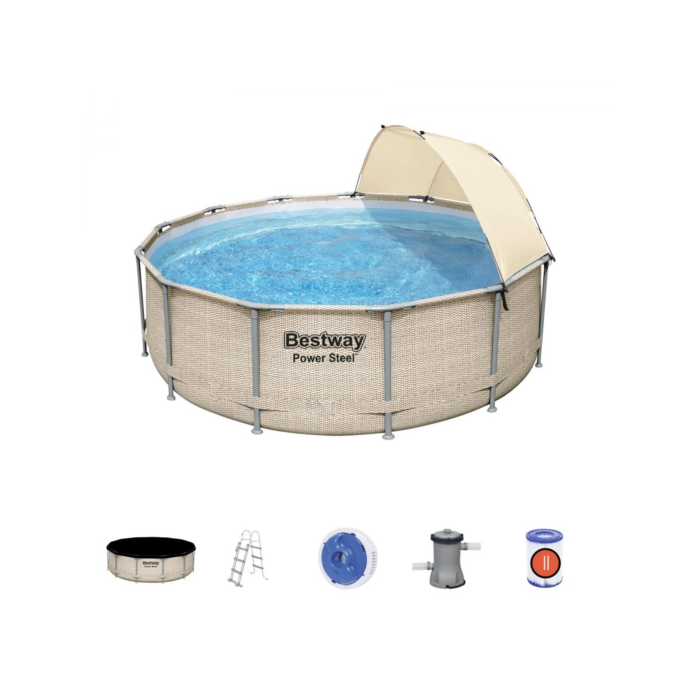 BESTWAY 396x107cm 13ft Power Steel Rack bazén s baldachýnem