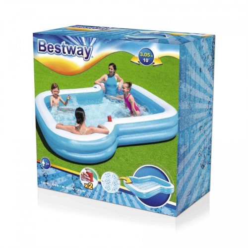 Sluneční nafukovací bazén pro rodinu 305x274x46cm BESTWAY + 2 místa na nápoje