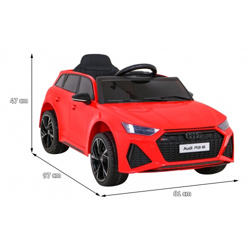 Audi RS 6 Elektrické Dětské Auto Červené + dálkové ovládání + Kola EVA + pomalý start + Audio LED