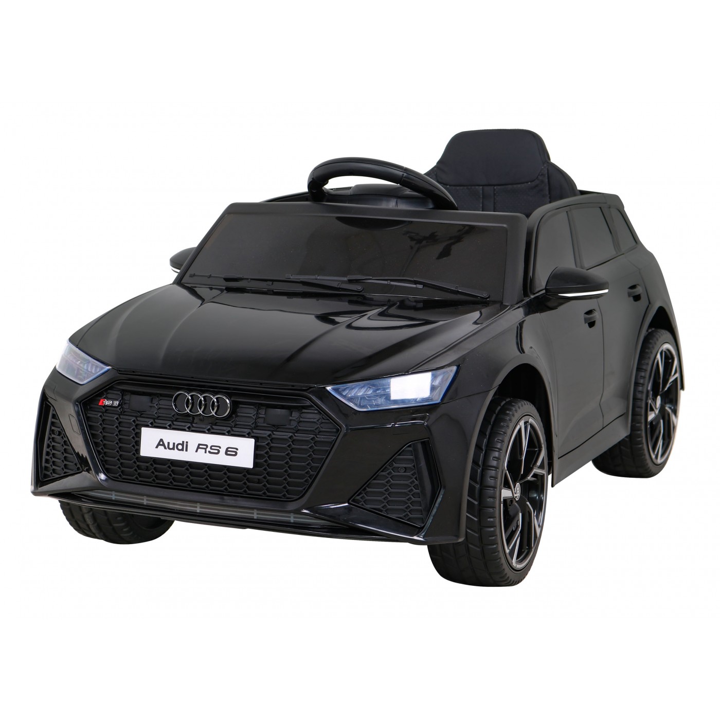 Audi RS 6 Dětské elektrické auto černé + dálkové ovládání + Kola EVA + pomalý start + Audio LED